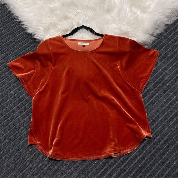 Madewell Velvet Butterfly Top Size Small in Burn Orange NWOT - Picture 3 of 7